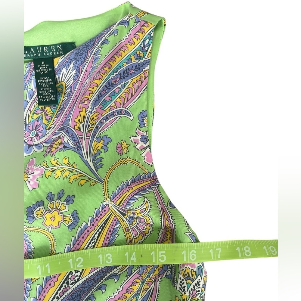 Lauren Ralph Lauren Silk Paisley Print Sleeveless Shift Dress Size 8 - Picture 5 of 6